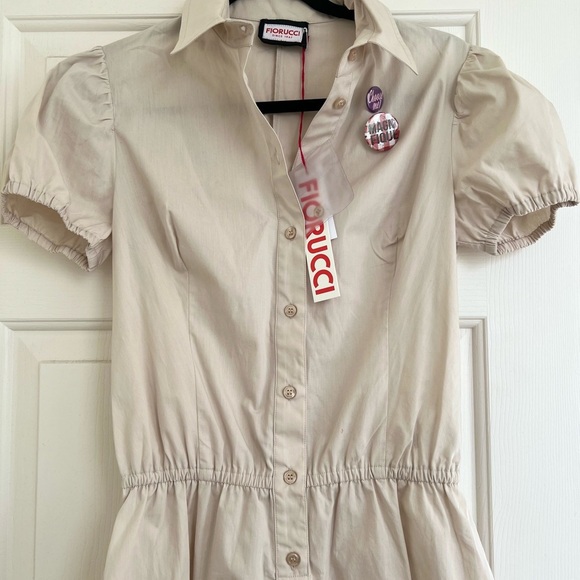 Fiorucci Cream Button-Up Romper Size 42 IT/ 6 US Elastic waist Cotton NWT - Picture 4 of 12